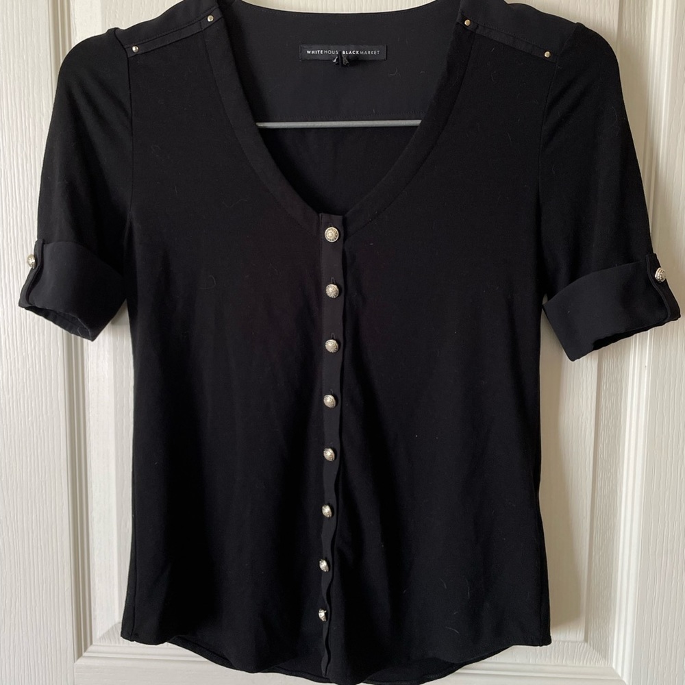 WHBM cuffed sleeve v-neck